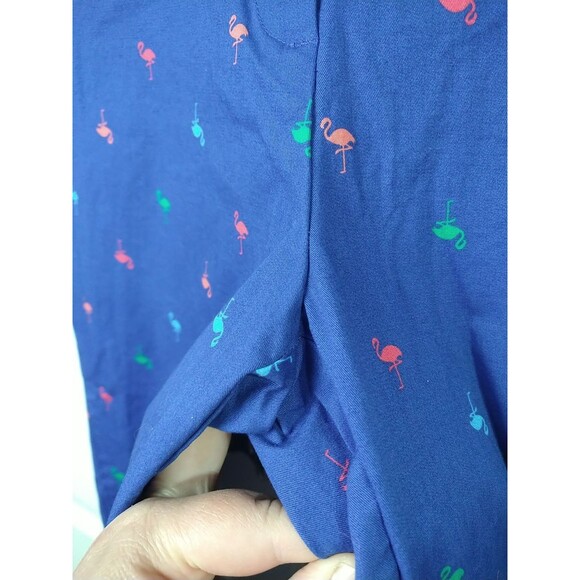 Talbots Woman 8 Blue Chino Pants Flamingo Print Cropped Preppy Academia Casual - Picture 4 of 10